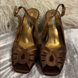 Via Spiga Rhob Tobacco Raso Platform Heels size 8